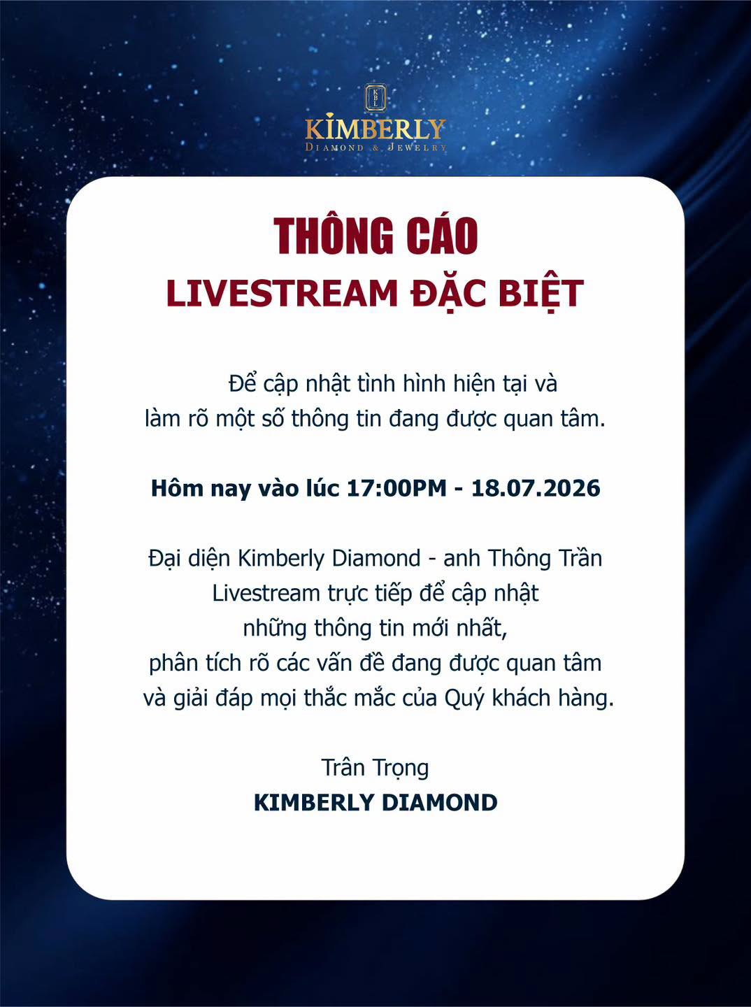 Một tiệm kim cương bất ngờ th&ocirc;ng b&aacute;o CEO sẽ livestream, trực tiếp phản hồi giữa ồn &agrave;o- Ảnh 1.