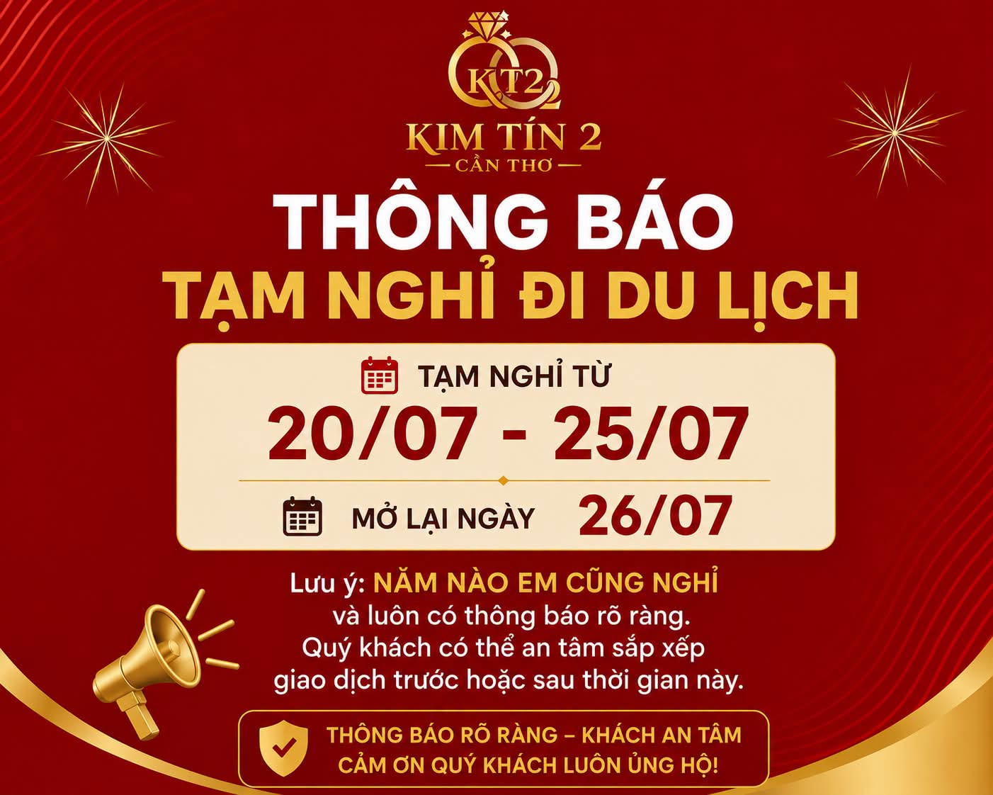 Tiệm v&agrave;ng nổi tiếng Cần Thơ th&ocirc;ng b&aacute;o &ldquo;tạm nghỉ h&egrave;&rdquo; 5 ng&agrave;y: V&igrave; sao phải sửa b&agrave;i đăng sau khi viral?- Ảnh 2.