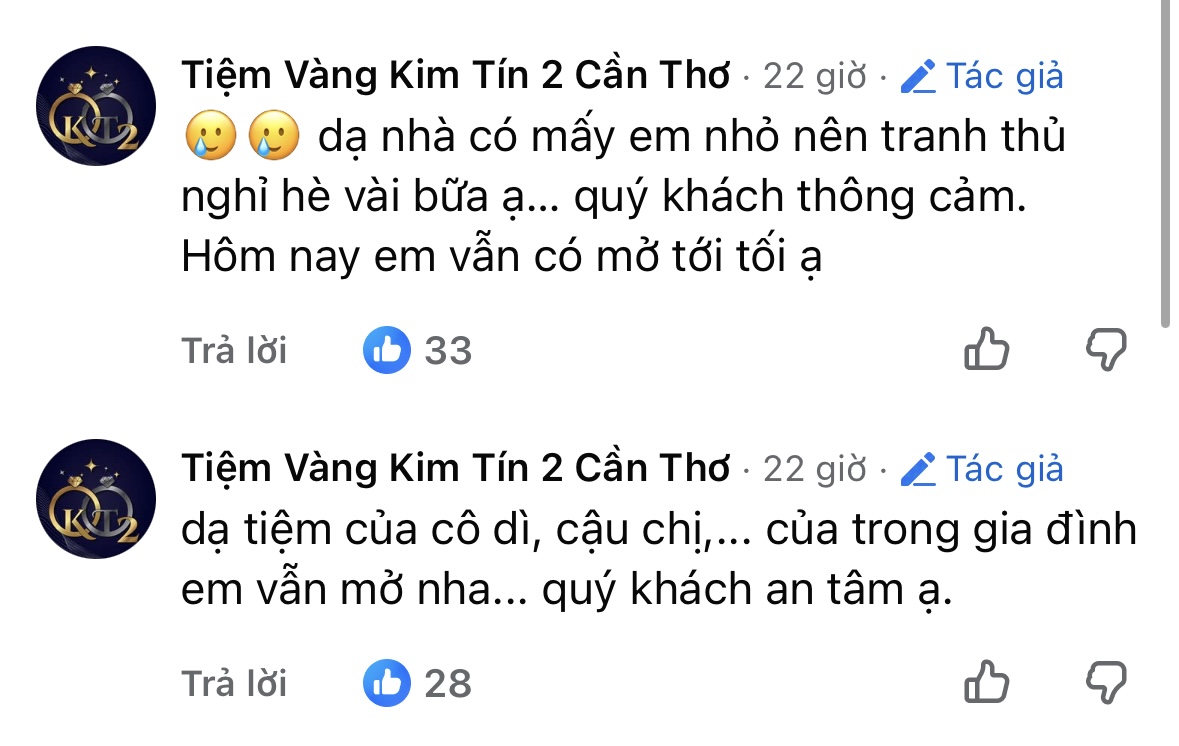 Tiệm v&agrave;ng nổi tiếng Cần Thơ th&ocirc;ng b&aacute;o &ldquo;tạm nghỉ h&egrave;&rdquo; 5 ng&agrave;y: V&igrave; sao phải sửa b&agrave;i đăng sau khi viral?- Ảnh 3.