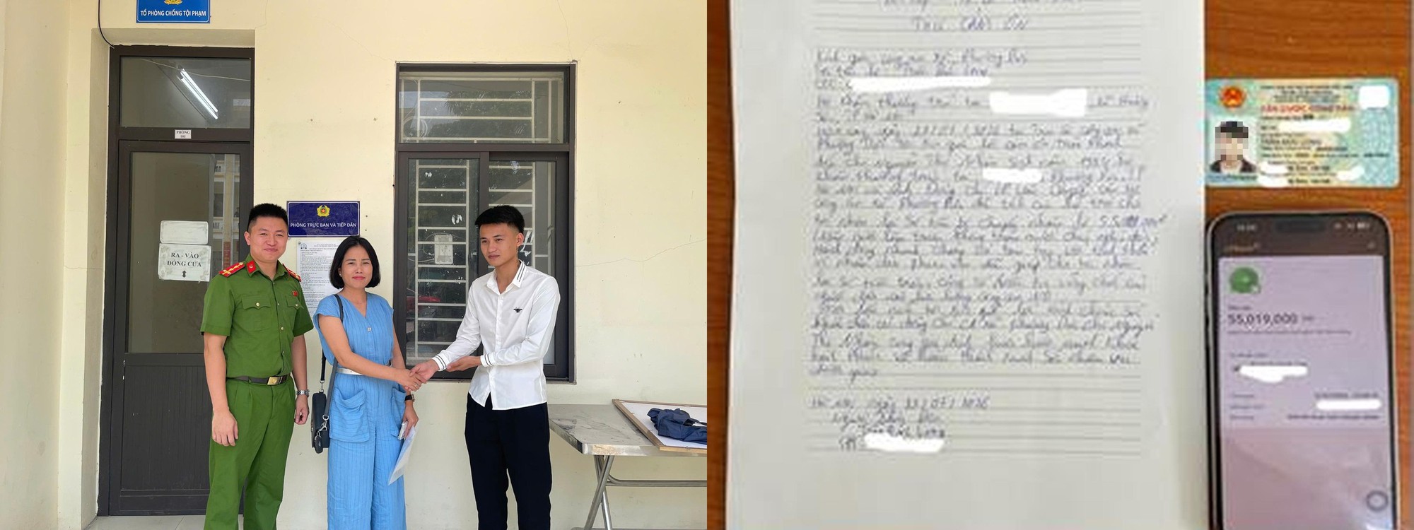 C&ocirc;ng an x&aacute;c minh giao dịch chuyển khoản 55 triệu đồng v&agrave;o t&agrave;i khoản của chị Nguyễn Thị Nh&agrave;n - Ảnh 1.