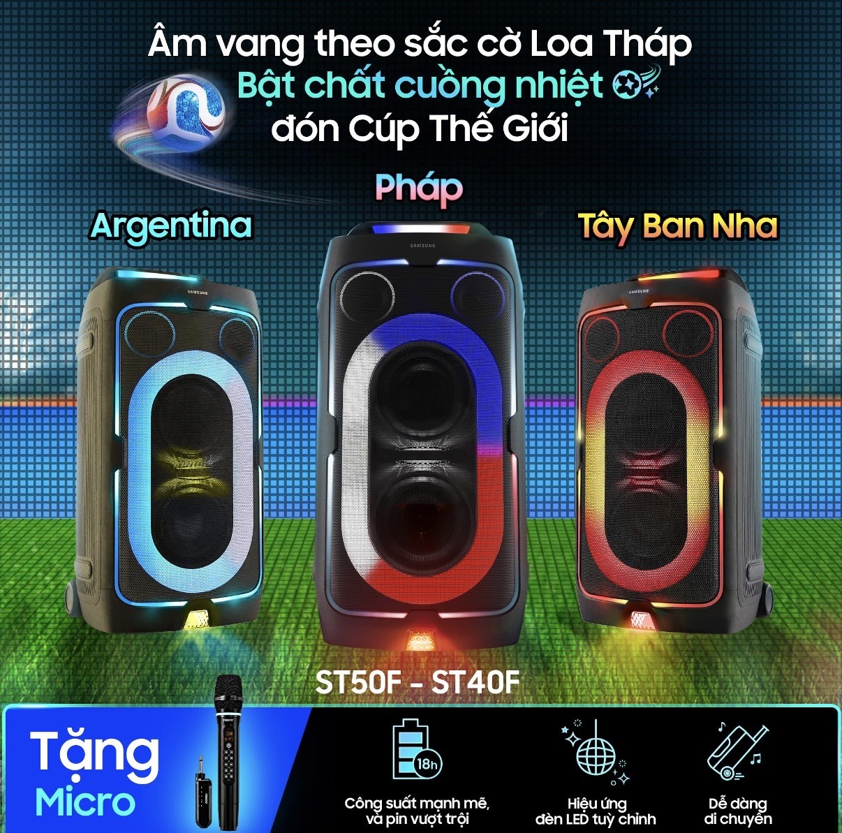 Trend mới m&ugrave;a lễ hội b&oacute;ng đ&aacute;: Đổi m&agrave;u đ&egrave;n LED tr&ecirc;n loa th&aacute;p, ho&agrave; sắc cờ c&ugrave;ng đội tuyển y&ecirc;u th&iacute;ch - Ảnh 1.