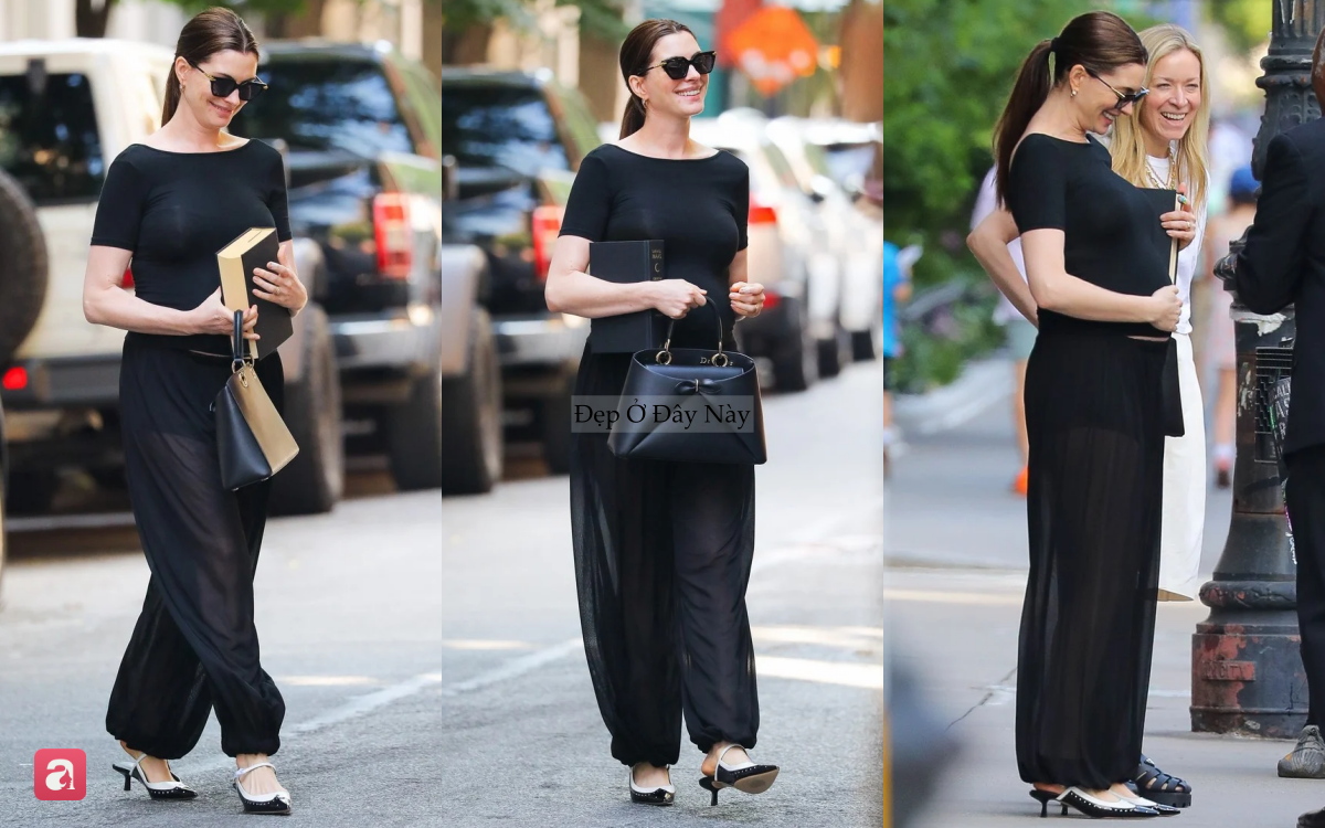 Style bầu "kh&ocirc;ng một bộ n&agrave;o xấu" của Anne Hathaway: Đẹp từ thảm đỏ tới đời thường, mặc vội ra phố cũng đủ g&acirc;y sốt- Ảnh 7.