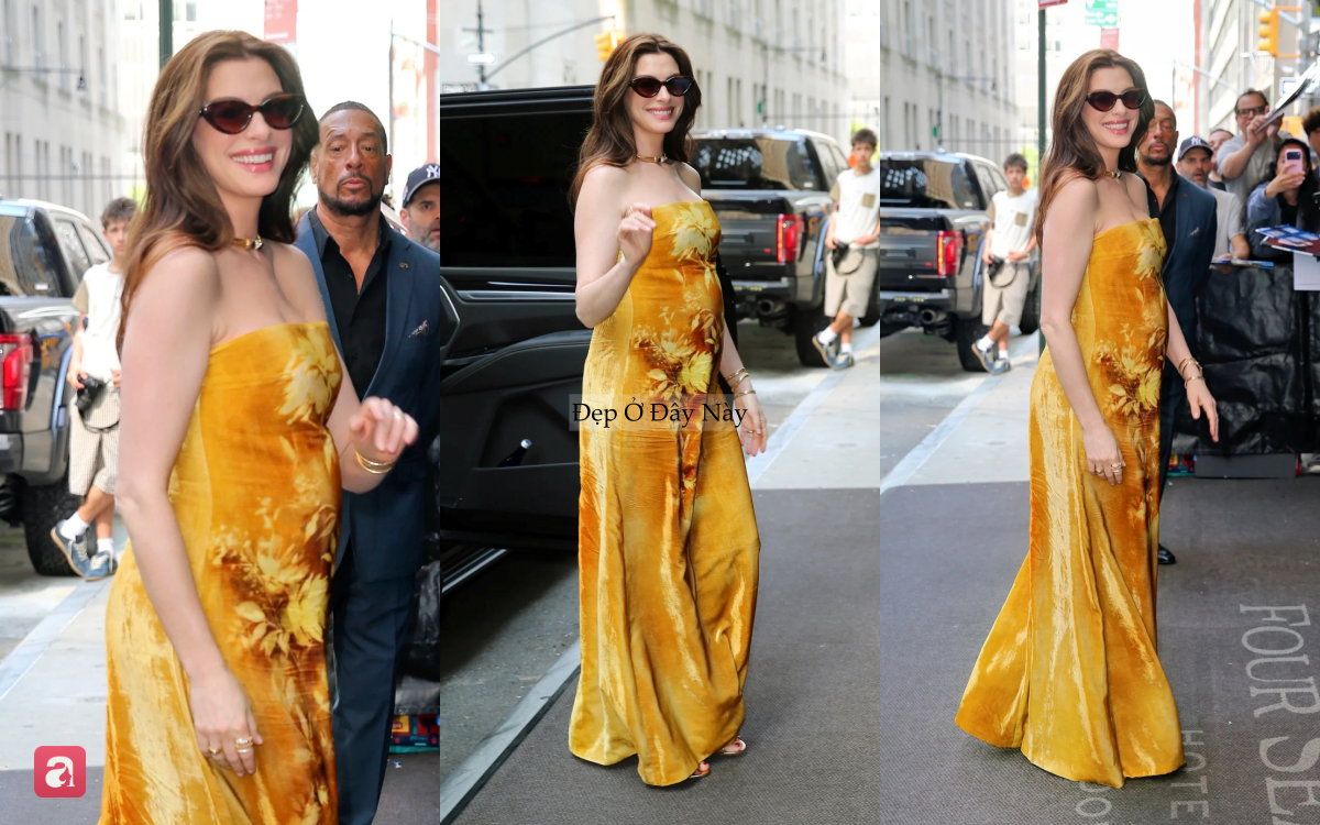 Style bầu "kh&ocirc;ng một bộ n&agrave;o xấu" của Anne Hathaway: Đẹp từ thảm đỏ tới đời thường, mặc vội ra phố cũng đủ g&acirc;y sốt- Ảnh 8.