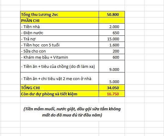 Vợ chồng thu nhập 50,8 triệu/th&aacute;ng: Bảng chi ti&ecirc;u tiết lộ 1 khoản chi qu&aacute; th&ocirc;ng minh, ai cũng khen- Ảnh 1.