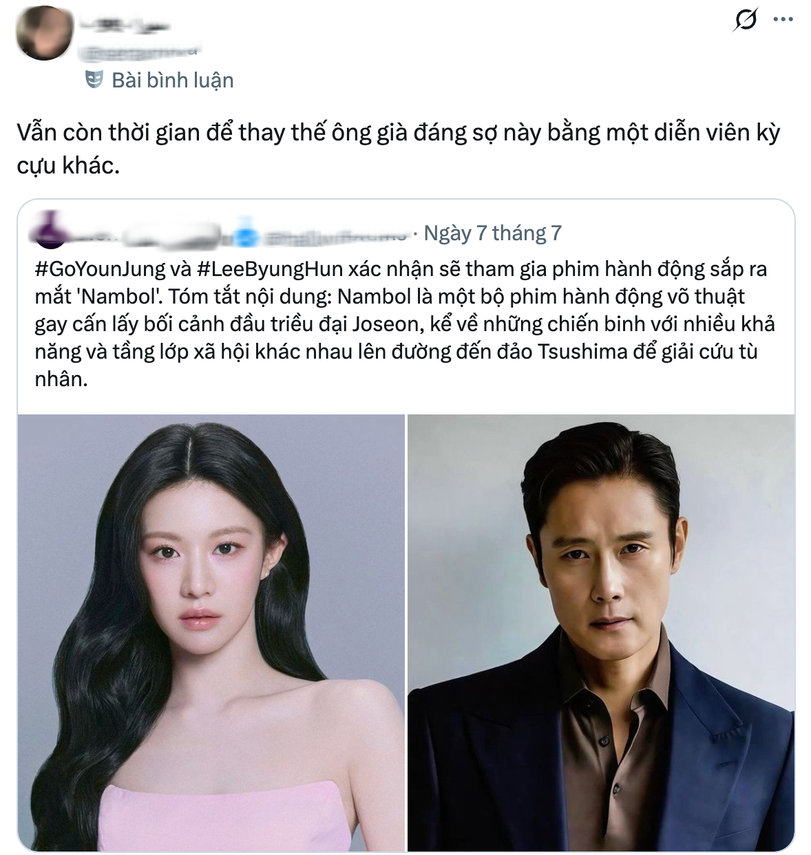 C&acirc;u hỏi g&acirc;y b&atilde;o MXH H&agrave;n: Hết nam diễn vi&ecirc;n trẻ rồi &agrave; m&agrave; phải đ&oacute;ng phim với Lee Byung Hun?- Ảnh 4.