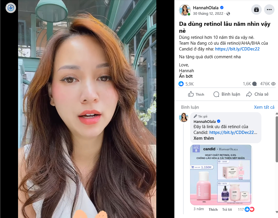 Hannah Olala bị ph&aacute;t hiện sửa cụm "retinol bọc vi nang" của Candid bằng "retinol bọc" khi l&ecirc;n s&oacute;ng trong đ&ecirc;m 7/7 - Ảnh 6.