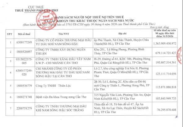 Cơ quan thuế c&ocirc;ng khai danh s&aacute;ch 722 người nộp thuế chưa ho&agrave;n th&agrave;nh nghĩa vụ về thuế- Ảnh 1.