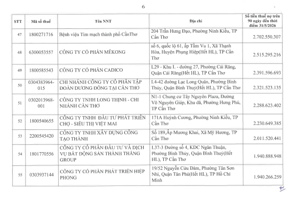 Cơ quan thuế c&ocirc;ng khai danh s&aacute;ch 722 người nộp thuế chưa ho&agrave;n th&agrave;nh nghĩa vụ về thuế- Ảnh 5.