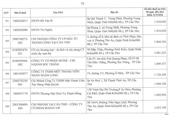 Cơ quan thuế c&ocirc;ng khai danh s&aacute;ch 722 người nộp thuế chưa ho&agrave;n th&agrave;nh nghĩa vụ về thuế- Ảnh 54.
