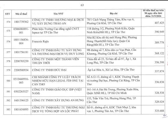 Cơ quan thuế c&ocirc;ng khai danh s&aacute;ch 722 người nộp thuế chưa ho&agrave;n th&agrave;nh nghĩa vụ về thuế- Ảnh 62.