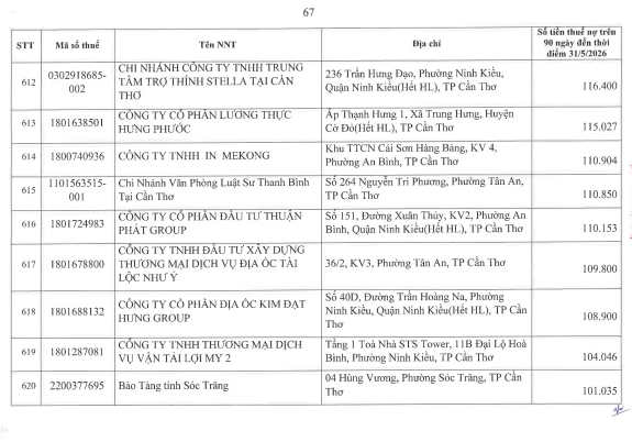 Cơ quan thuế c&ocirc;ng khai danh s&aacute;ch 722 người nộp thuế chưa ho&agrave;n th&agrave;nh nghĩa vụ về thuế- Ảnh 66.