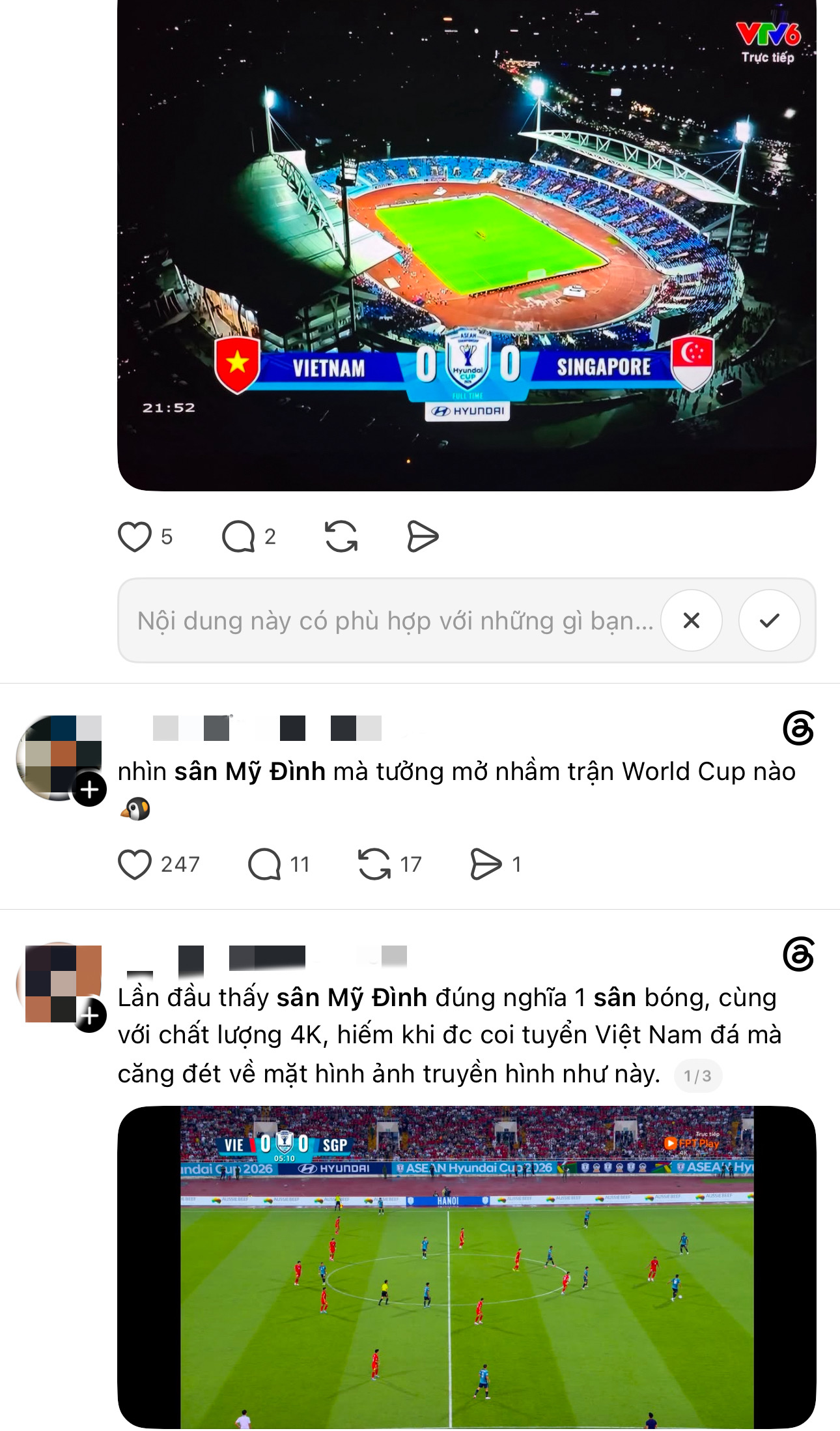 Cộng đồng mạng Đ&ocirc;ng Nam &Aacute; "dậy s&oacute;ng" v&igrave; s&acirc;n Mỹ Đ&igrave;nh: Cỏ xanh mướt cữ ngỡ trận đấu ở World Cup- Ảnh 2.
