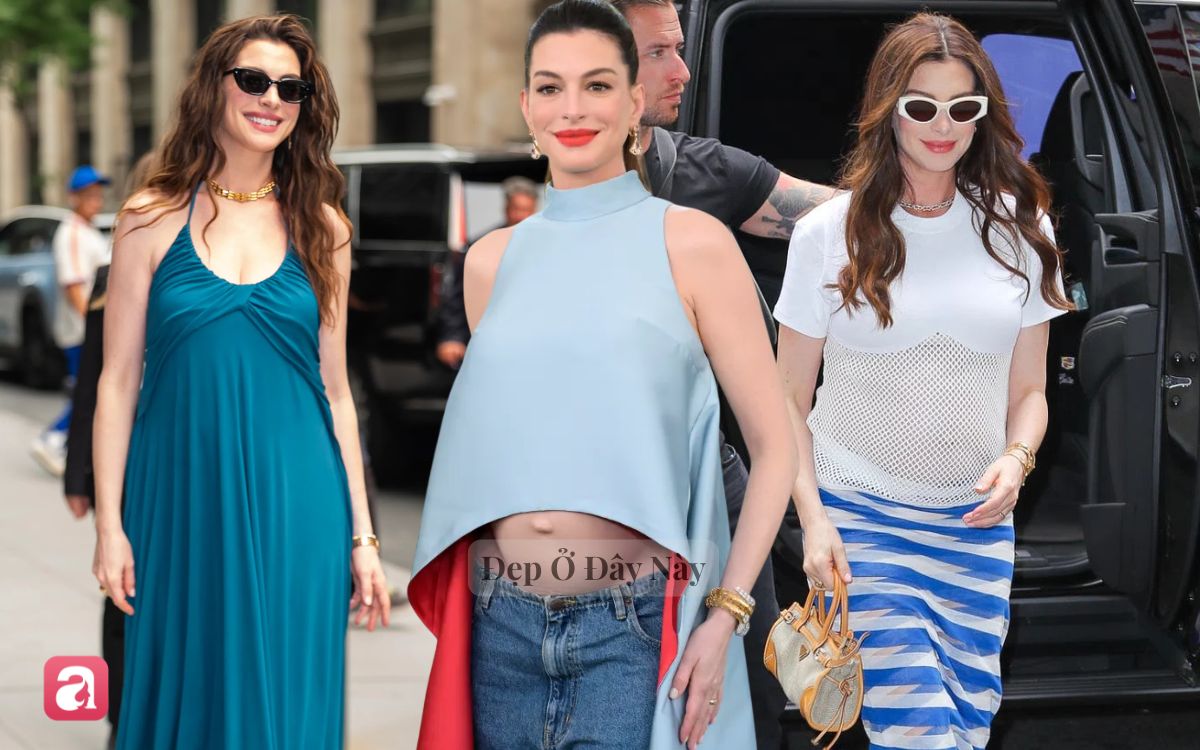 Đ&uacute;ng l&agrave; "b&agrave; bầu đẹp nhất Hollywood": Anne Hathaway l&ecirc;n đồ c&agrave;ng tối giản c&agrave;ng sang - Ảnh 1.