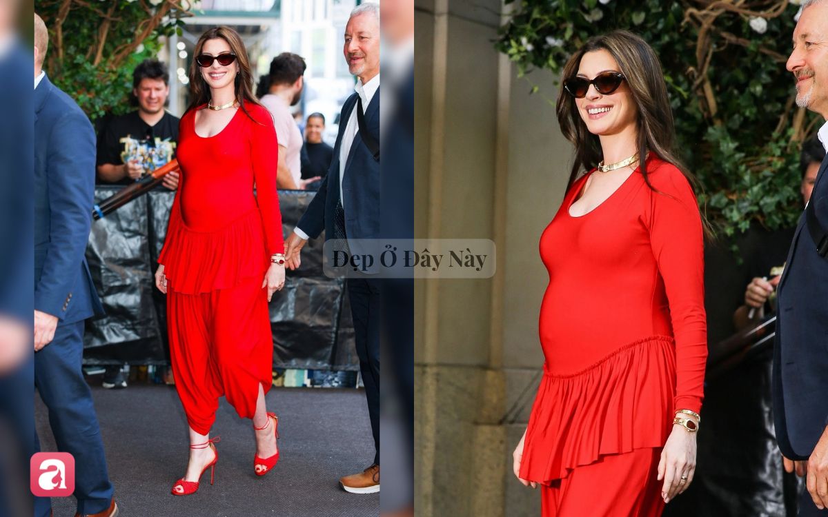 Đ&uacute;ng l&agrave; "b&agrave; bầu đẹp nhất Hollywood": Anne Hathaway l&ecirc;n đồ c&agrave;ng tối giản c&agrave;ng sang - Ảnh 6.