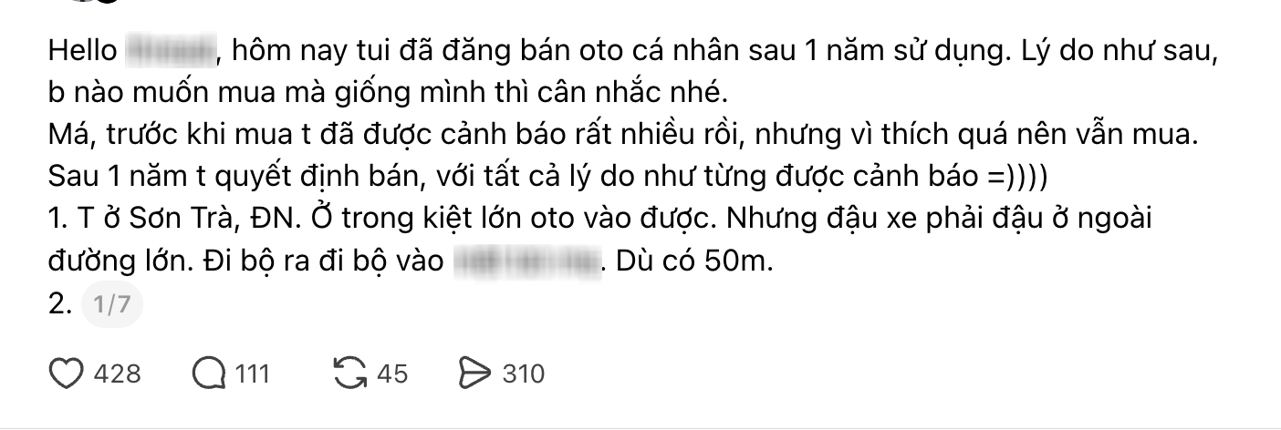 Mua &ocirc; t&ocirc; v&igrave; nghĩ sẽ tiện, 1 năm sau người vợ Đ&agrave; Nẵng quyết định b&aacute;n: "Ai giống t&ocirc;i th&igrave; n&ecirc;n c&acirc;n nhắc trước khi xuống tiền"- Ảnh 1.