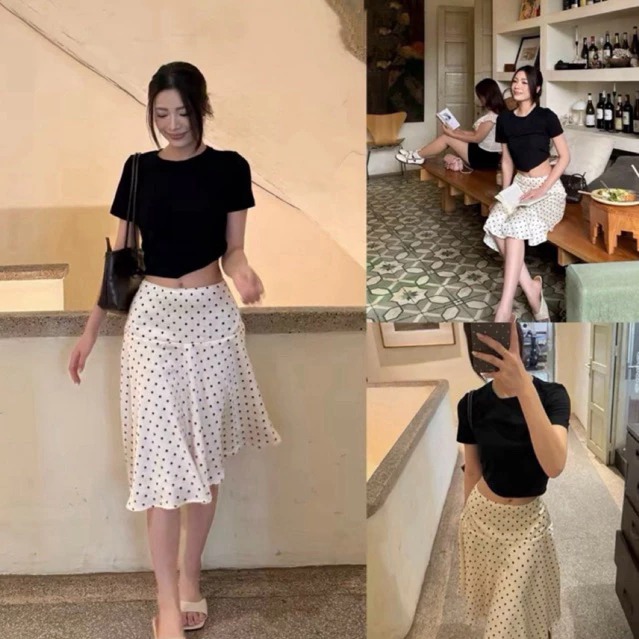 Chân váy chấm bi vạt chéo: Món đồ mang chất "old money" khiến tủ đồ mùa thu trở nên thanh lịch hơn - Ảnh 11.