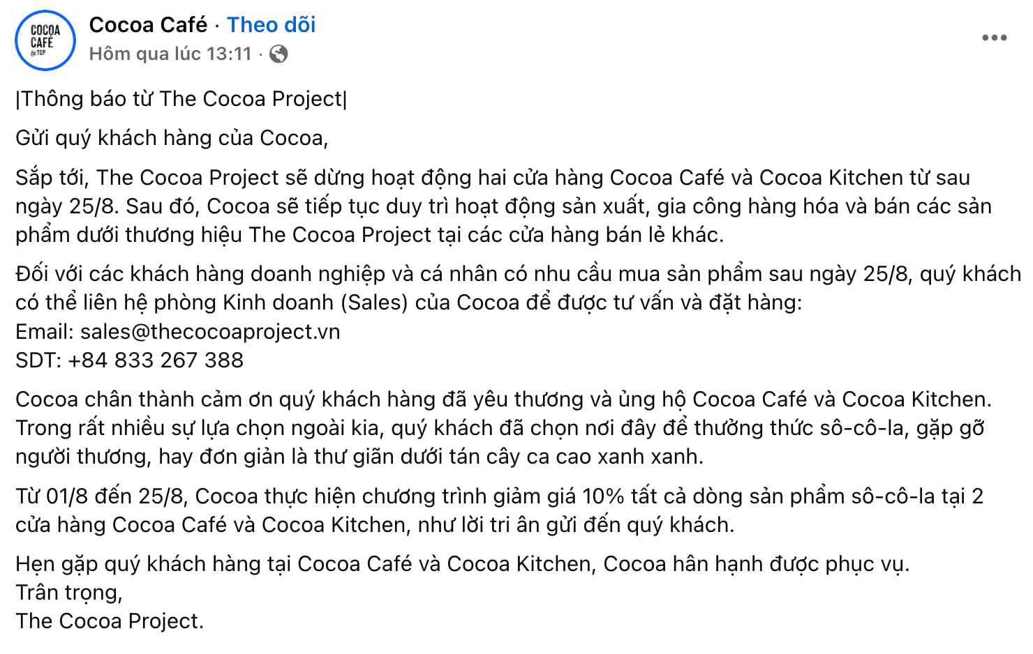 Tăng gi&aacute; l&ecirc;n 90.000 đồng, The Cocoa Project vẫn phải đ&oacute;ng cửa sau 5 năm- Ảnh 1.