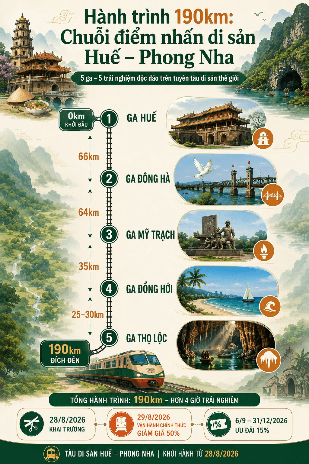 Đ&uacute;ng 7 ng&agrave;y nữa, ch&iacute;nh thức khai trương chuyến t&agrave;u nối liền 2 di sản thế giới tại Việt Nam, giảm gi&aacute; đặc biệt 15% - 50% cho h&agrave;nh tr&igrave;nh 190km độc đ&aacute;o đến hết 2026 - Ảnh 3.