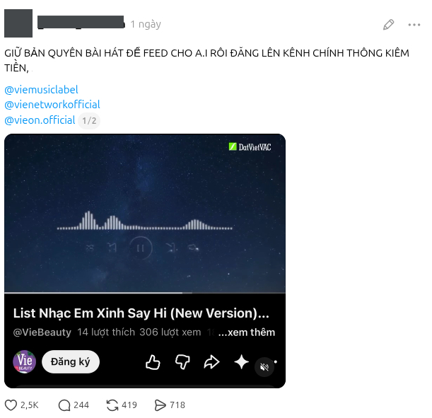 Nghi vấn loạt hit từ Anh Trai - Em Xinh bị AI "x&agrave;o nấu", kh&aacute;n giả y&ecirc;u cầu NSX giải th&iacute;ch- Ảnh 1.