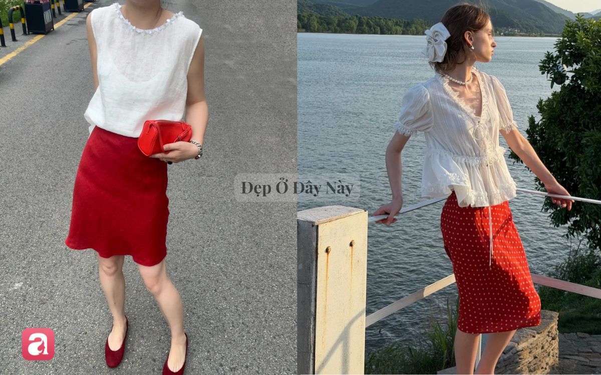 C&ocirc;ng thức phối đồ quốc d&acirc;n: &Aacute;o trắng v&agrave; ch&acirc;n v&aacute;y đỏ tr&ocirc;ng như "tiểu thư nh&agrave; t&agrave;i phiệt" m&agrave; chẳng cần nghĩ nhiều- Ảnh 6.