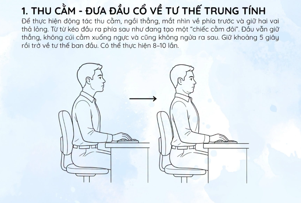 U40 đau cổ, vai, gáy: 4 động tác ngồi trên ghế giúp hết ngay- Ảnh 1.