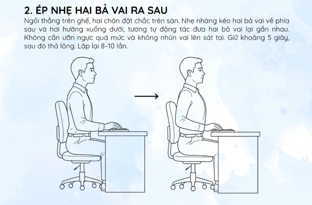 U40 đau cổ, vai, gáy: 4 động tác ngồi trên ghế giúp hết ngay- Ảnh 2.