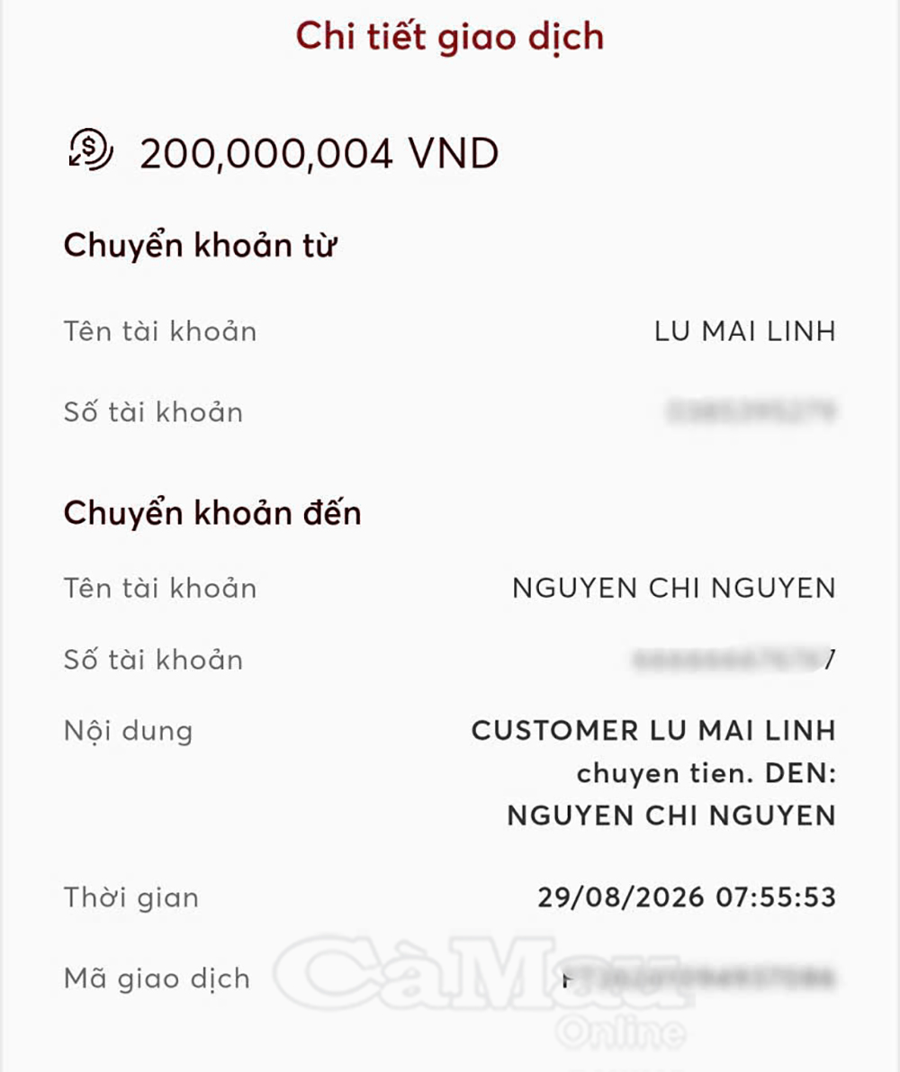 C&ocirc;ng an x&aacute;c minh giao dịch 200.000.000 đồng chuyển v&agrave;o t&agrave;i khoản của Lữ Mai Linh- Ảnh 2.