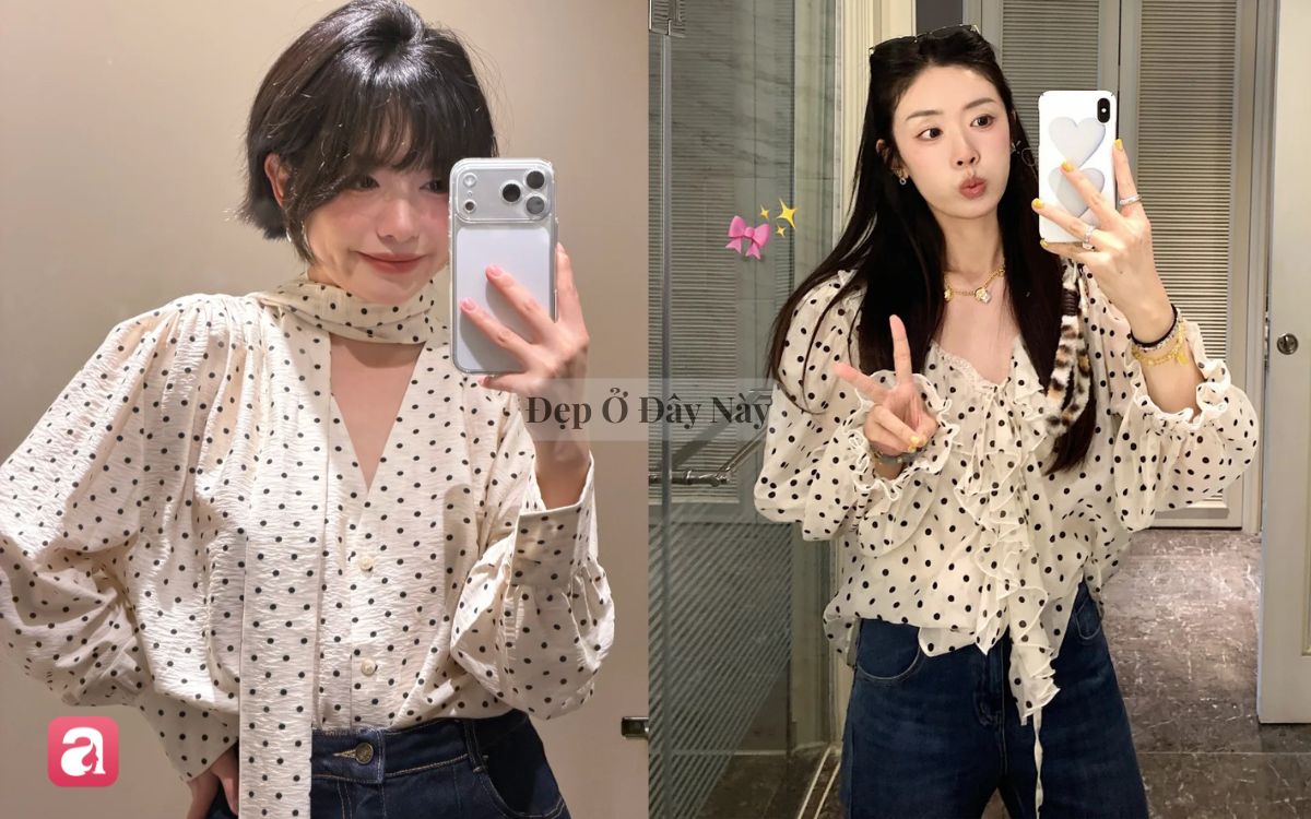Chiếc sơ mi chấm bi đ&uacute;ng chuẩn "quiet luxury" gi&uacute;p outfit tr&ocirc;ng c&oacute; gu v&agrave; nh&igrave;n đắt tiền hơn hẳn- Ảnh 3.