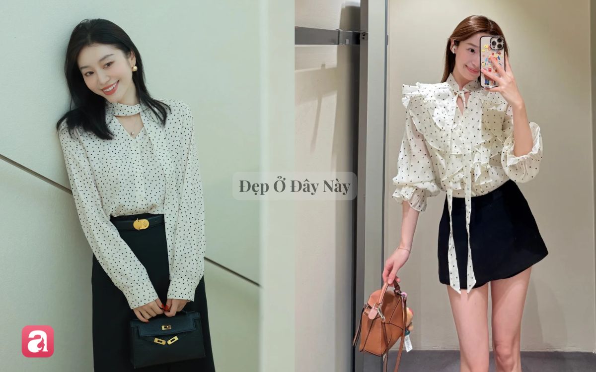 Chiếc sơ mi chấm bi đ&uacute;ng chuẩn "quiet luxury" gi&uacute;p outfit tr&ocirc;ng c&oacute; gu v&agrave; nh&igrave;n đắt tiền hơn hẳn- Ảnh 4.