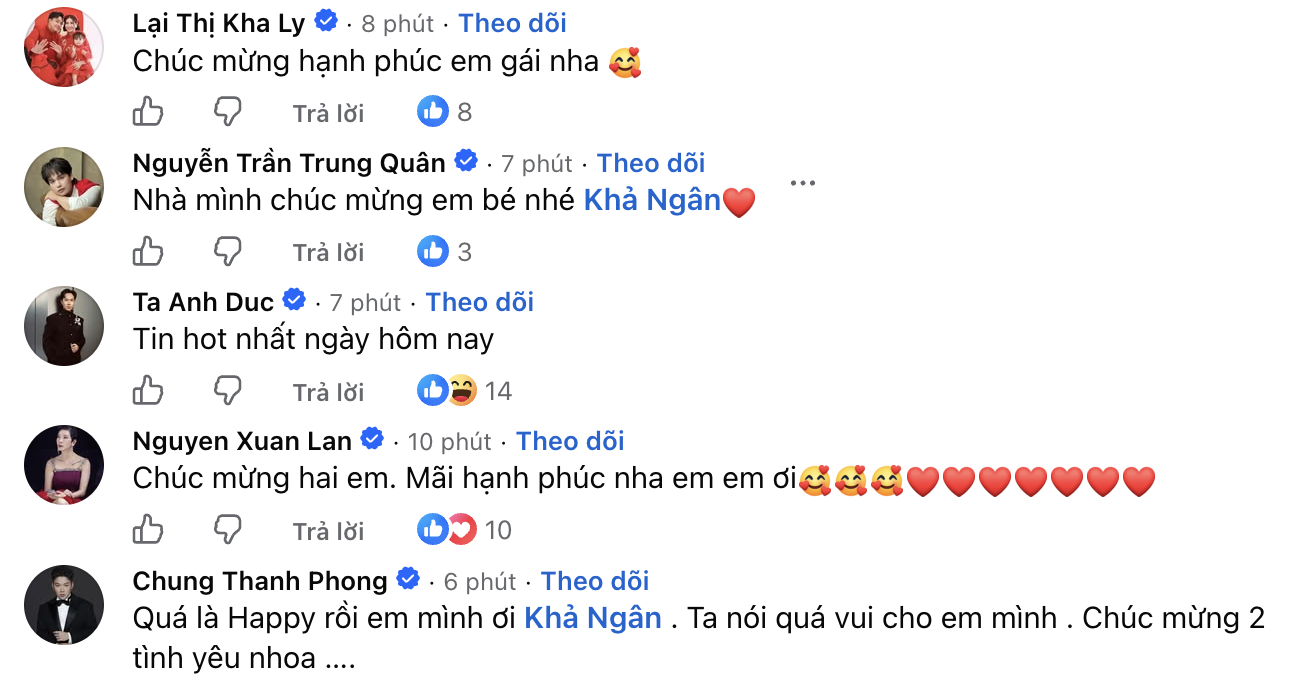 Cả showbiz ch&uacute;c mừng Khả Ng&acirc;n v&agrave; Nhan Ph&uacute;c Vinh th&agrave;nh đ&ocirc;i- Ảnh 2.