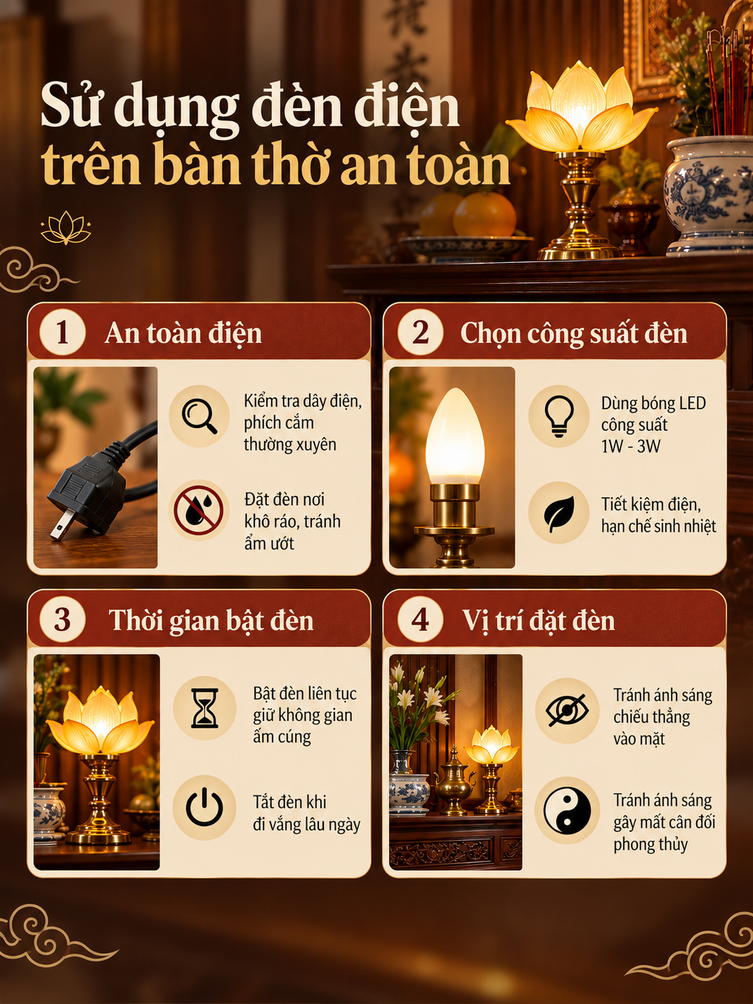 Lời khuy&ecirc;n cho những gia đ&igrave;nh thường xuy&ecirc;n bật đ&egrave;n điện tr&ecirc;n b&agrave;n thờ: Đừng qu&ecirc;n kiểm tra chi tiết n&agrave;y trước khi ra khỏi nh&agrave;- Ảnh 1.