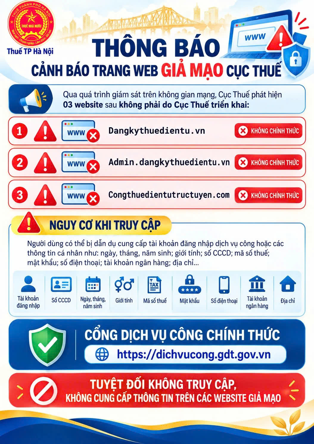 Cơ quan thuế ph&aacute;t cảnh b&aacute;o quan trọng: Người nộp thuế ch&uacute; &yacute; để tr&aacute;nh lộ th&ocirc;ng tin c&aacute; nh&acirc;n, t&agrave;i khoản ng&acirc;n h&agrave;ng- Ảnh 1.