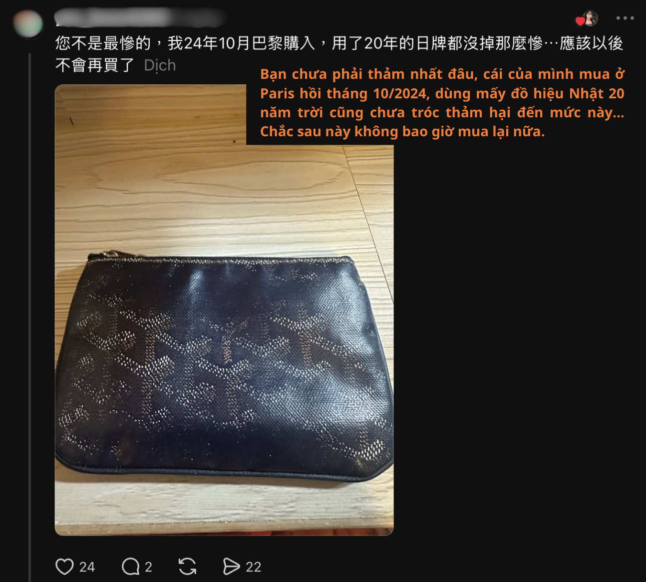 T&uacute;i Goyard 60 triệu tr&oacute;c sơn nham nhở như h&agrave;ng chợ, người d&ugrave;ng khuy&ecirc;n nhau n&eacute; gấp: "Cứu được ai th&igrave; cứu!"- Ảnh 4.