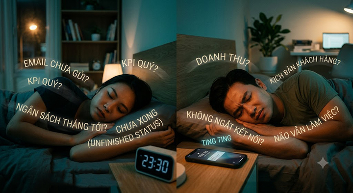 L&ecirc;n giường ngủ nhưng đầu vẫn 'chạy' KPI: Nỗi &aacute;m ảnh mang t&ecirc;n 'việc chưa xong'- Ảnh 1.