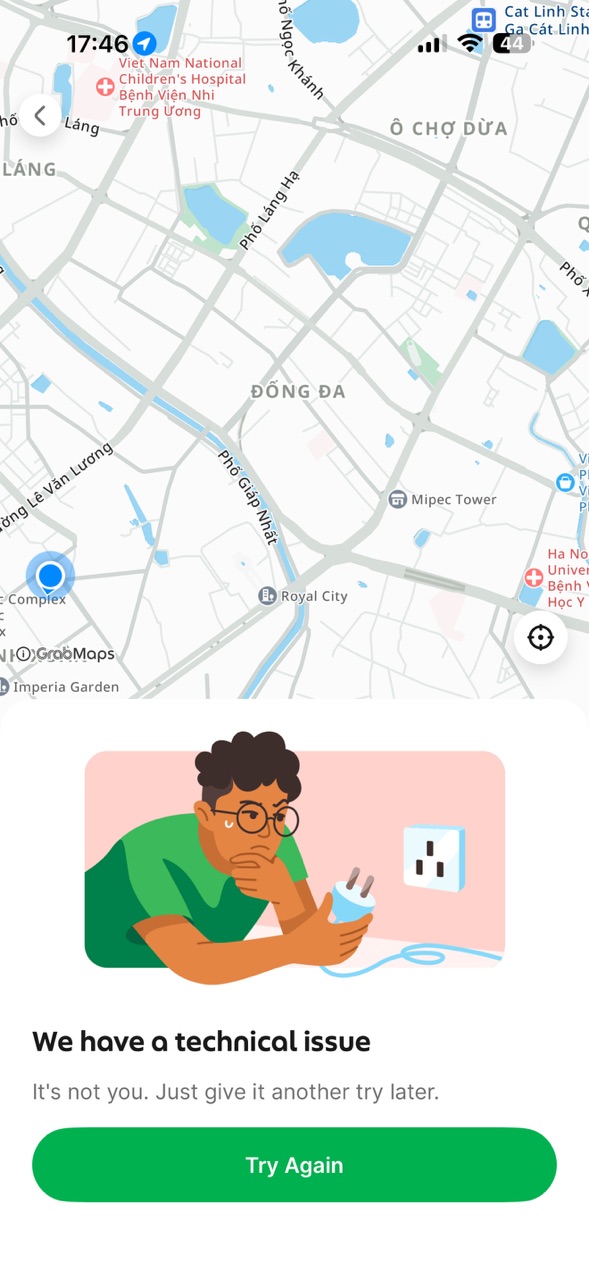 Grab bất ngờ gặp lỗi, người d&ugrave;ng kh&ocirc;ng thể đặt xe- Ảnh 1.
