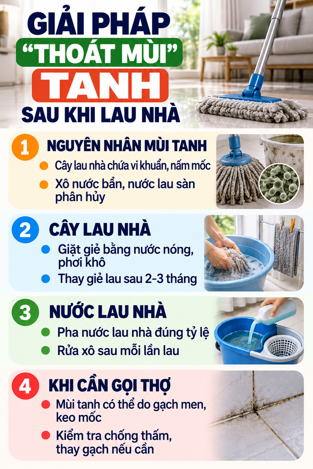 Giải ph&aacute;p tho&aacute;t m&ugrave;i tanh sau khi lau nh&agrave; hiệu quả- Ảnh 2.