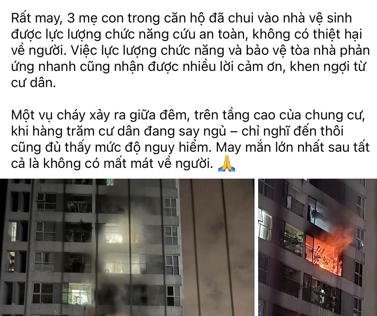 Cảnh b&aacute;o th&oacute;i quen trốn v&agrave;o nh&agrave; vệ sinh khi xảy ra ch&aacute;y chung cư - Ảnh 1.