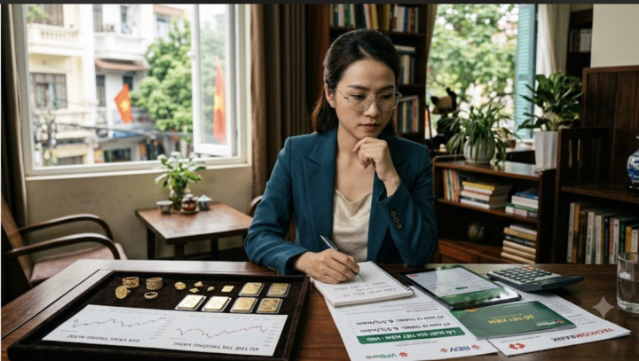 Thời điểm n&agrave;y n&ecirc;n mua v&agrave;ng hay gửi tiết kiệm?- Ảnh 1.