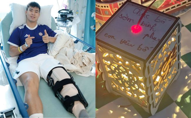 Xúc động lời nhắn con trai Duy Mạnh viết lên chiếc đèn lồng Trung thu gửi bố sau ca phẫu thuật chấn thương tại Mỹ- Ảnh 1.
