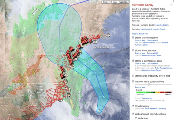 Google cho ra mắt bản đồ cảnh báo bão 1