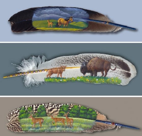 Kiệt tác tranh vẽ tay trên... lông vũ