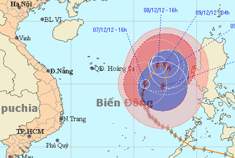 Bão Bopha tăng cấp, đổi hướng trên biển Đông 2