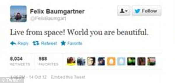 Felix Baumgartner nhảy dù thành công từ tầng bình lưu