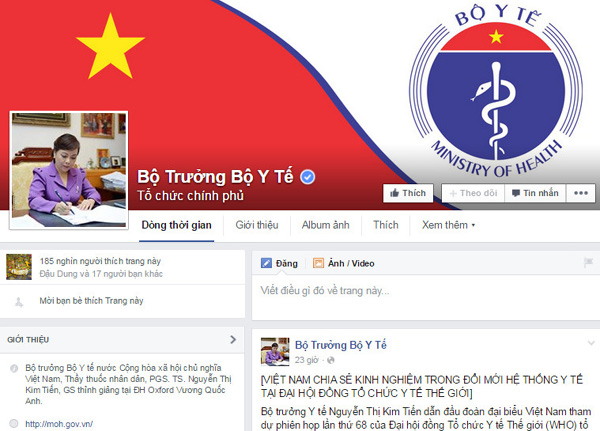 facebook, fanpage, Bộ trưởng y tế, Nguyễn Thị Kim Tiến