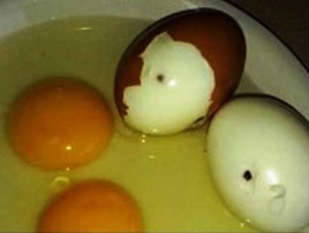 Hình ảnh trứng gà được cộng đồng mạng cho là bị tiêm máu có HIV.