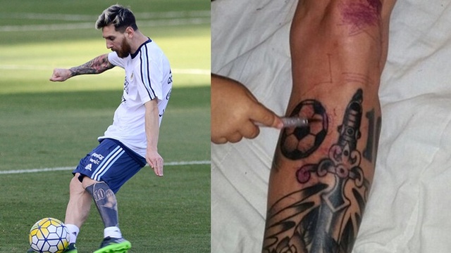 Hình xăm dài gần nửa mét trên chân trái của Messi  VnExpress Thể thao