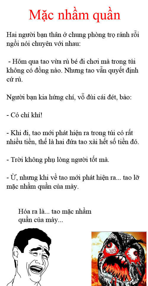 [Truyện cười] Mặc nhầm quần 1