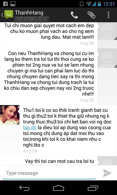 Lộ tin nhắn giữa Thanh Hằng với "người tố giật chồng" 2