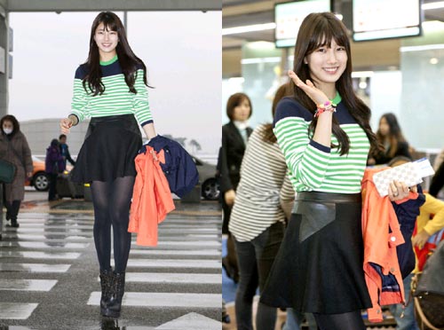 Suzy (miss A) nổi bật ở sân bay nhờ đôi chân dài miên man 1