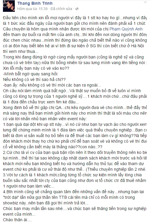 Trịnh Thăng Bình bức xúc vì bị chửi khi dự sự kiện tại Hà Nội 2